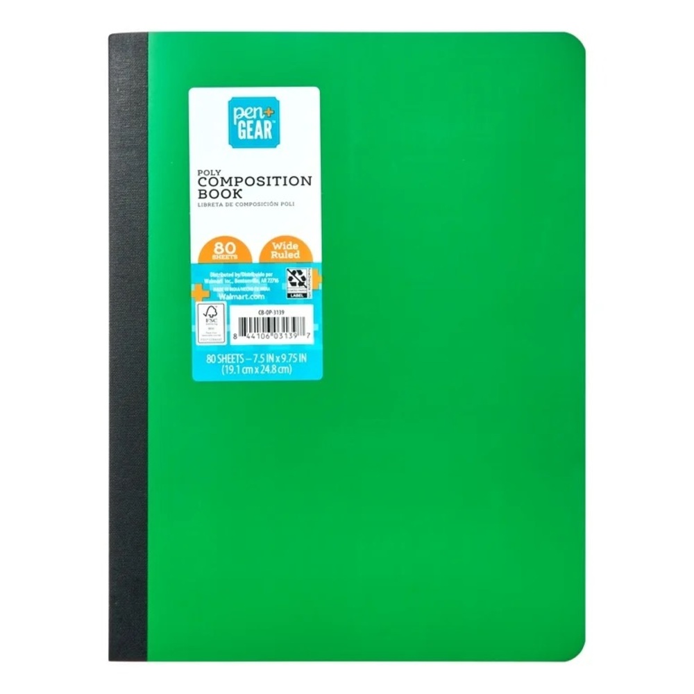 Pen + Gear Poly Cover 80 Sheet Wide Ruled Composition Note Book NWT